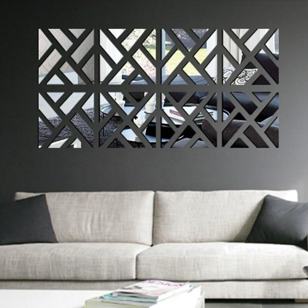 ιδέες διακόσμησης καθρέφτη τοίχου ενδιαφέρουσα ιδέα με τρίγωνα