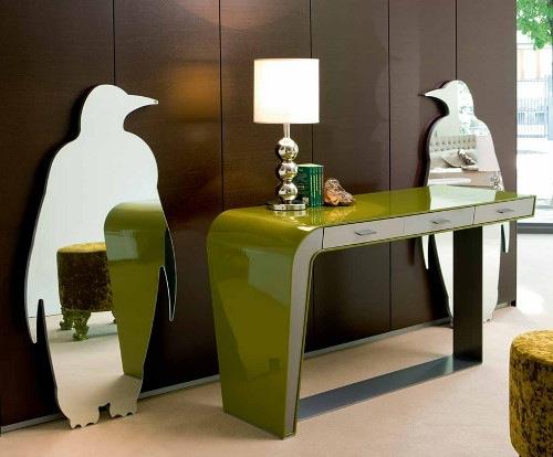 σχεδιασμός καθρέφτη τοίχου πιγκουίνος σχήμα αστεία creazioni