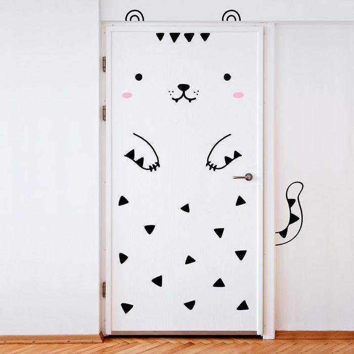 αυτοκόλλητα τοίχου πόρτα φυτώριο γάτα φτιαγμένη από Κυριακές