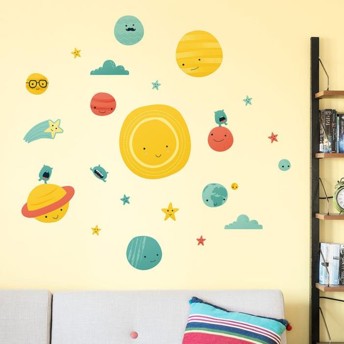 αυτοκόλλητα τοίχου παιδικό δωμάτιο ηλιακό σύστημα από Κυριακή δημιουργική διακόσμηση τοίχου