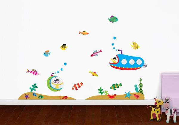 αυτοκόλλητα τοίχου παιδικό δωμάτιο υποβρύχιο κόσμο νήπια