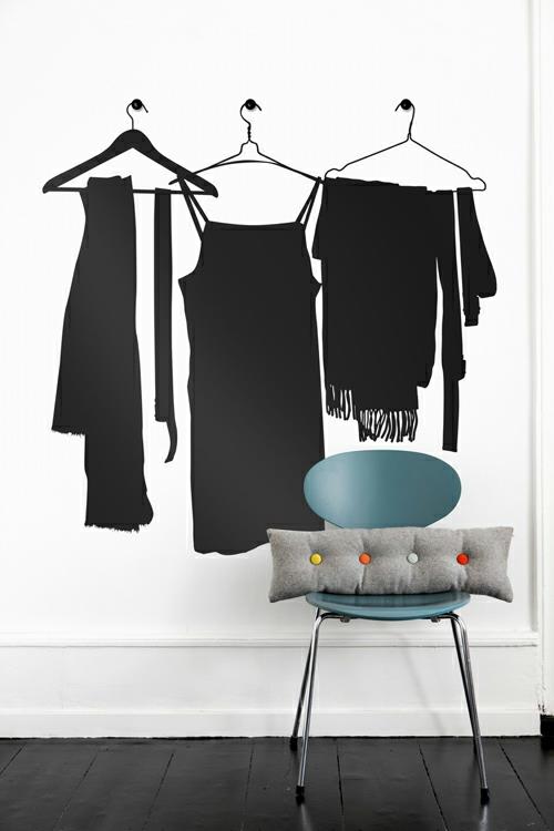 αυτοκόλλητα τοίχου αυτοκόλλητα τοίχου κρεμάστρες διακόσμηση τοίχου μαύρα μαξιλάρια καρέκλας