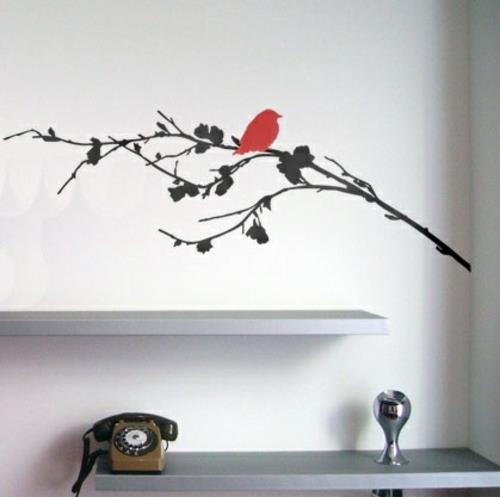 αυτοκόλλητο τοίχου αυτοκόλλητο τοίχου διακόσμηση τοίχου κόκκινο κλαδί πουλιών