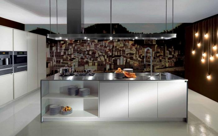 τοιχογραφίες τοίχου κουζίνα κουζίνα νησί κουζίνα φωτισμός