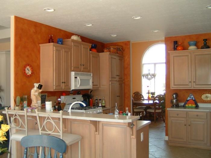 ταπετσαρία τοίχου κουζίνα πορτοκαλί όμορφη εμφάνιση