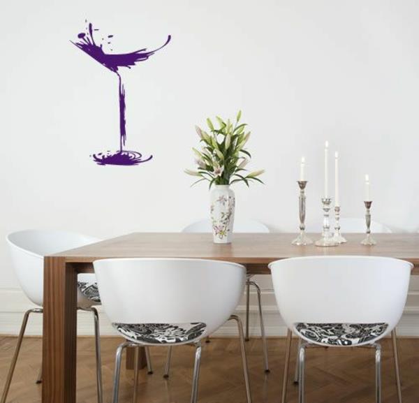 διακοσμητικό τοίχο κοκτέιλ γυάλινο τραπέζι τραπεζαρία τοίχο μοβ