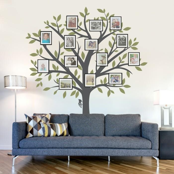 αυτοκόλλητα τοίχου δέντρο σαλόνι ιδέες διακόσμησης τοίχων φωτογραφίες