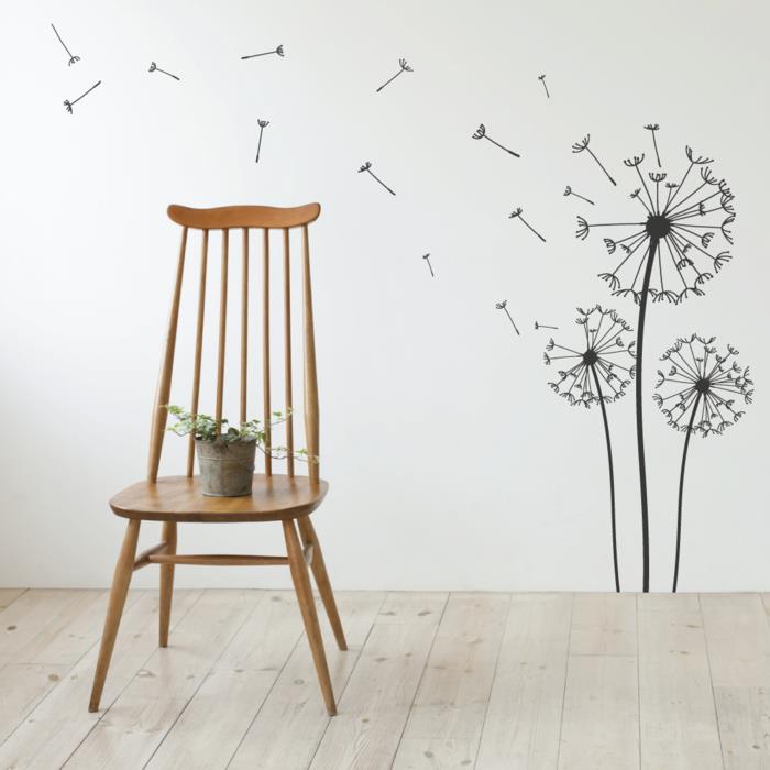 αυτοκόλλητα τοίχου λουλούδια πικραλίδες ξύλινο πάτωμα