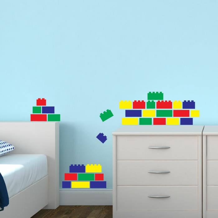 αυτοκόλλητα τοίχου αγόρια lego έγχρωμη αστεία γαλάζια βαφή τοίχου