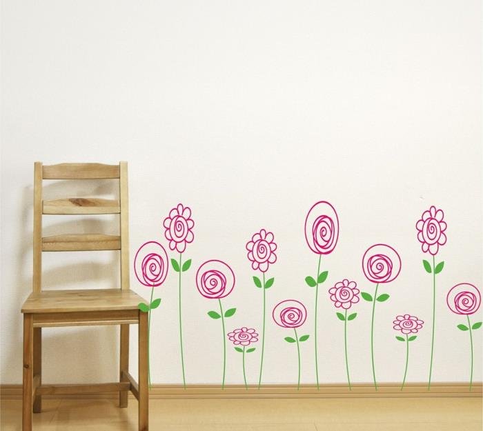αυτοκόλλητα τοίχου δημιουργικό σχεδιασμό τοίχου ιδέες διακόσμησης τοίχων λουλούδια