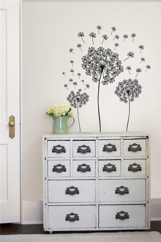 αυτοκόλλητα τοίχου ιδέες σχεδιασμού τοίχου λουλουδάτο λουλούδι κομμωτήριο