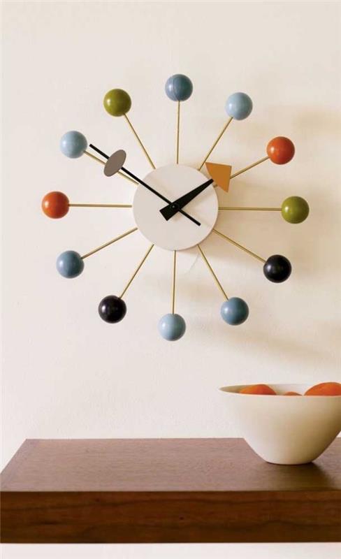 ρολόι τοίχου - πολύχρωμο καρφί - ιδέες