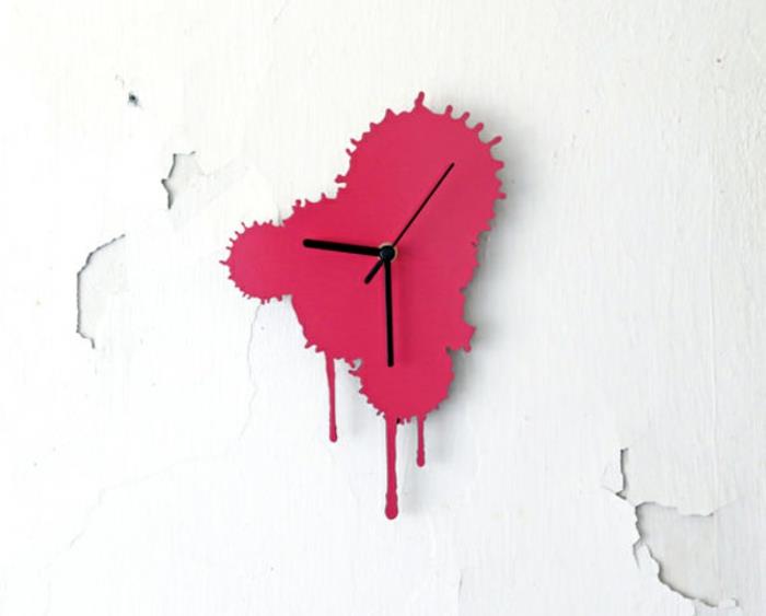 ρολόι τοίχου σχεδιασμός παφλασμός του χρώματος ροζ