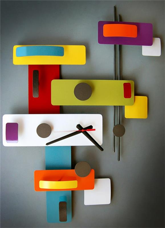 ρολόι τοίχου σχεδιασμός φωτεινά χρώματα ορθογώνια