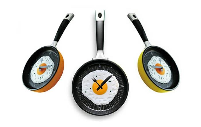 ρολόι τοίχου σχεδιασμός τηγάνια omlette κουζίνας