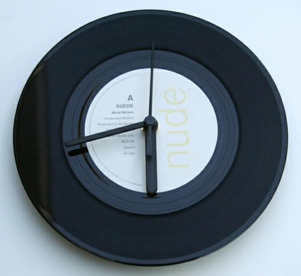 ρολόι τοίχου σχεδιασμός μαύρος δίσκος βινυλίου