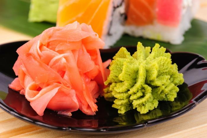 φυτό wasabi ασιατικά πιάτα wasabi φαγητό σούσι