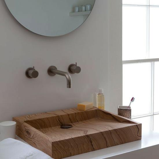 νιπτήρας ντουλάπι ξύλινο υλικό τοίχου καθρέφτη