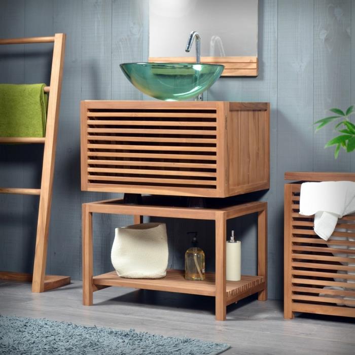 ματαιοδοξία ξύλο μοντέρνες ιδέες μπάνιου ξύλινα έπιπλα από γυαλί νεροχύτες
