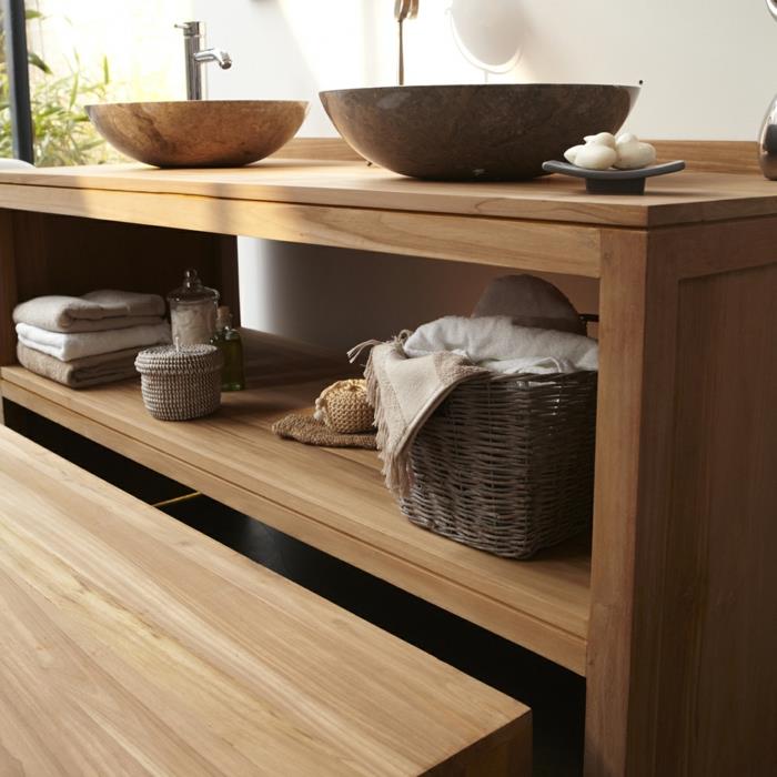 ματαιοδοξία ξύλινες ρουστίκ ιδέες μπάνιου λεπτομέρειες επίπλων από πραγματικό ξύλο