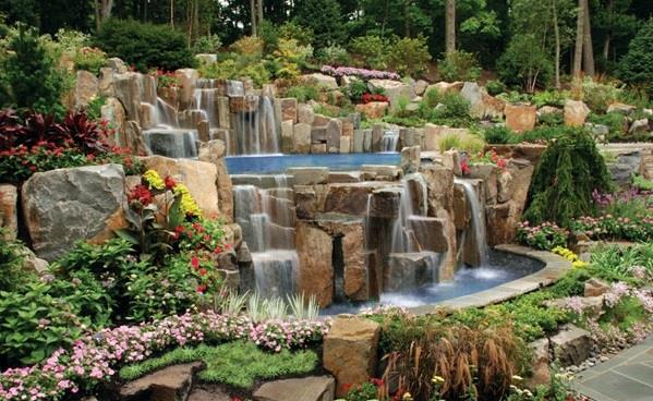 σύστημα νερού νερό κήπο πισίνα πέτρες καταρράκτη πισίνα στον κήπο