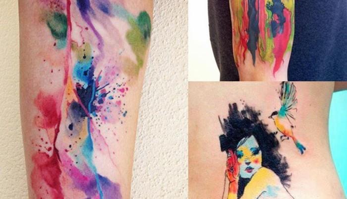ακουαρέλα τατουάζ πολύχρωμα χρώματα τάση τατουάζ