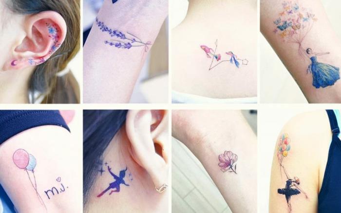 ακουαρέλα τατουάζ μικρές γυναίκες τατουάζ