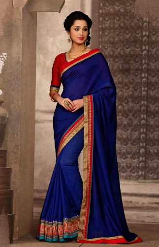 Tamsiai mėlyna „Kanchi Cotton Saree“