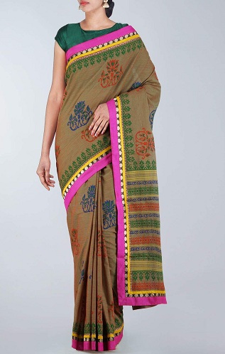 Blokinė spausdinta „Kanchi Cotton Saree“