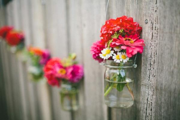 Βάζα Mason λουλούδια diy βάζα διακόσμηση φράχτη κήπου