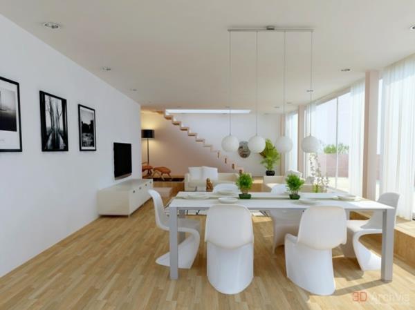 λευκό-τραπέζι-καρέκλες-ελαφρύ ξύλινο πάτωμα