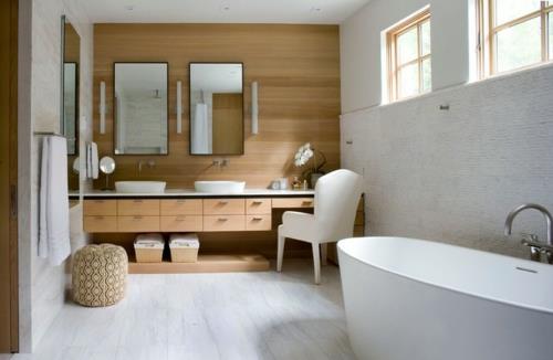 λευκό χρώμα στην μπανιέρα μπάνιου ξύλινα συρτάρια σκαμπό καρέκλα