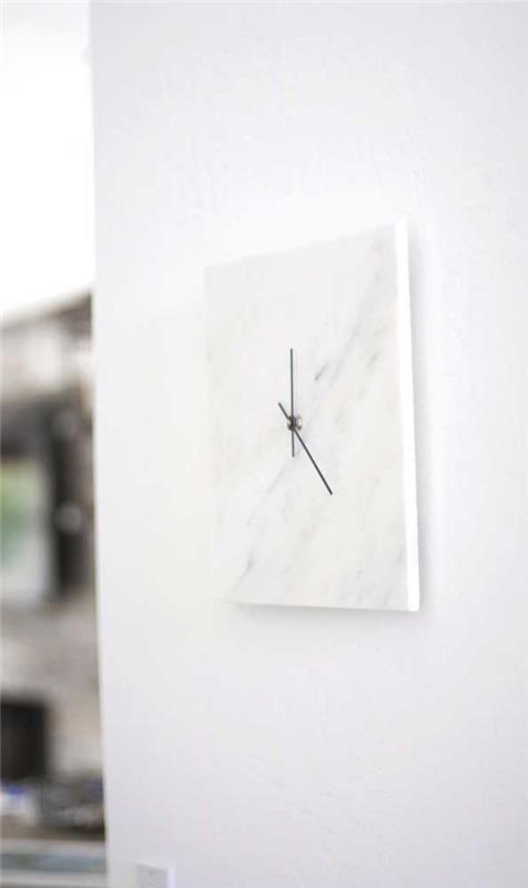 λευκή μαρμάρινη ιδέα - ρολόι τοίχου