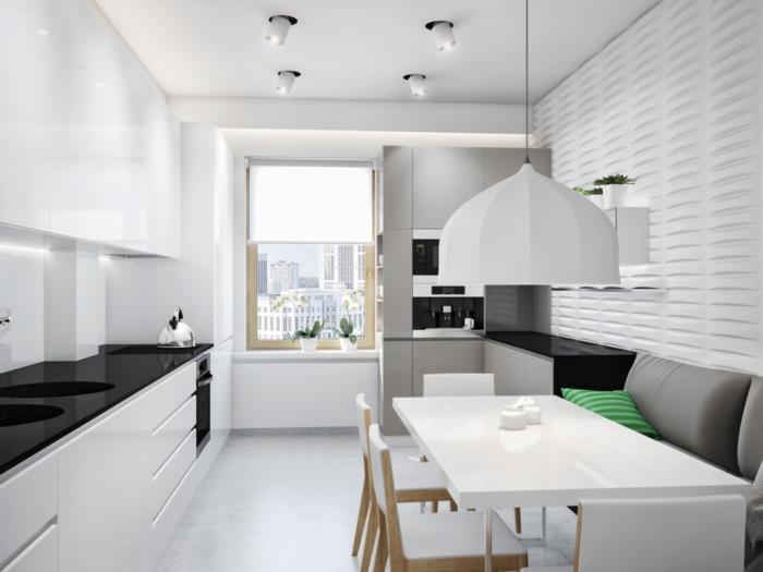 λευκό χρώμα τοίχου κουζίνα τραπεζαρία ορχιδέες παράθυρο