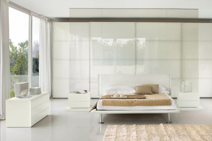 λευκή γκαρνταρόμπα ζωντανές ιδέες κρεβατοκάμαρα εικόνα παράθυρο λευκό πάτωμα