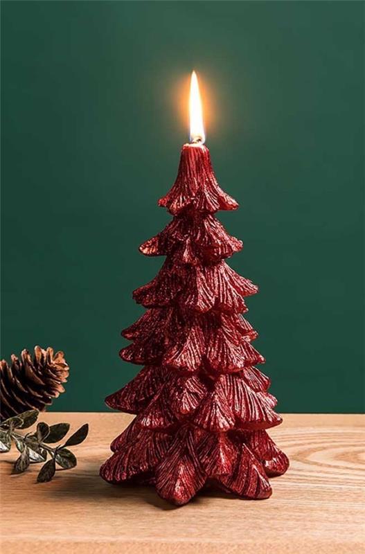 χριστουγεννιάτικα κεριά διακόσμηση έλατου σε κόκκινο χρώμα
