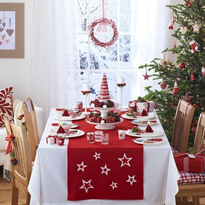 Χριστουγεννιάτικες ιδέες διακόσμησης τραπεζιού εορταστική διακόσμηση τραπεζιού κόκκινο τραπέζι δρομέας