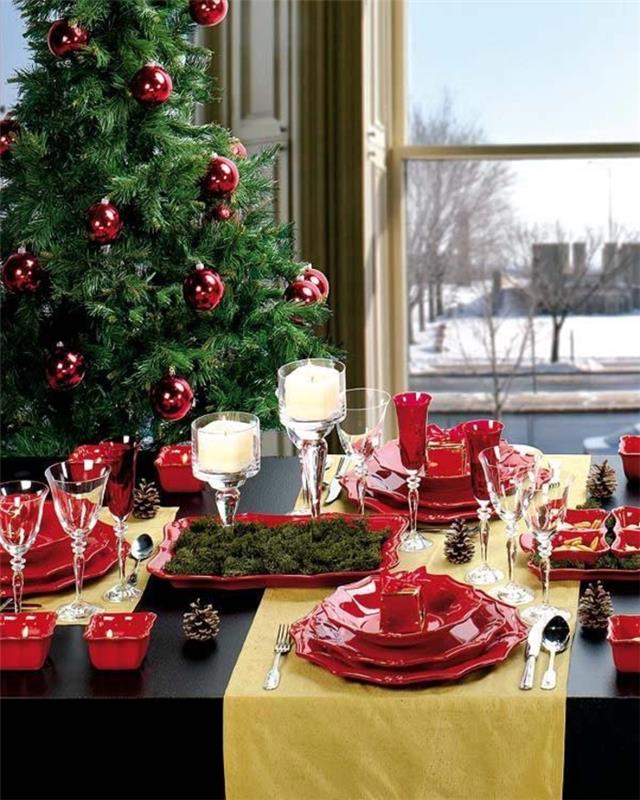 Χριστουγεννιάτικες ιδέες διακόσμησης τραπεζιού κόκκινα πιάτα