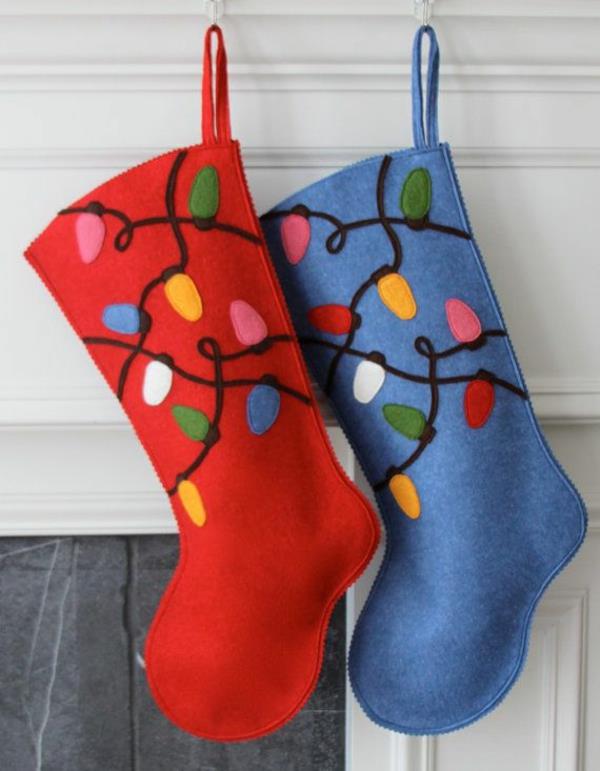 χριστουγεννιάτικες χειροτεχνίες μπότες του Νικολάου που ράβουν από τσόχα