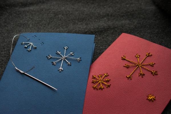 χριστουγεννιάτικες ιδέες χειροτεχνίας χτυπημένο χρωματιστό χαρτί νιφάδες χιονιού χριστουγεννιάτικες κάρτες