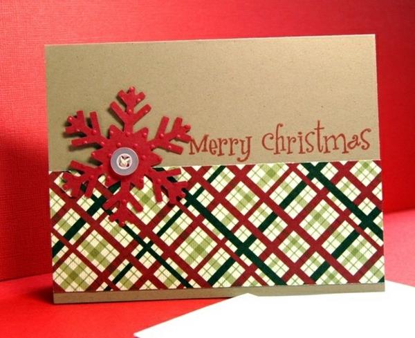 χριστουγεννιάτικες ιδέες χειροτεχνίας τσίμπημα χριστουγεννιάτικες κάρτες μόνη σου καρό μοτίβο νιφάδα χιονιού