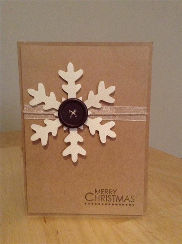 χριστουγεννιάτικες ιδέες χειροτεχνίας τσίμπημα χριστουγεννιάτικες κάρτες μόνος σου κουμπί νιφάδα χιονιού