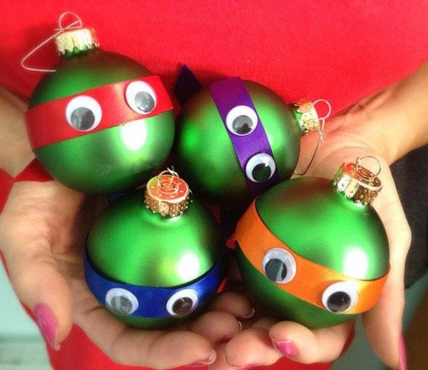 χριστουγεννιάτικες ιδέες χειροτεχνίας χριστουγεννιάτικες μπάλες πράσινες χελώνες χελώνες