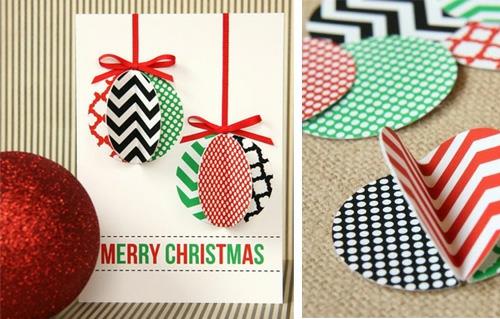 Χριστουγεννιάτικες χειροτεχνίες ευχετήρια κάρτα με μοτίβα δέντρων μπάλες