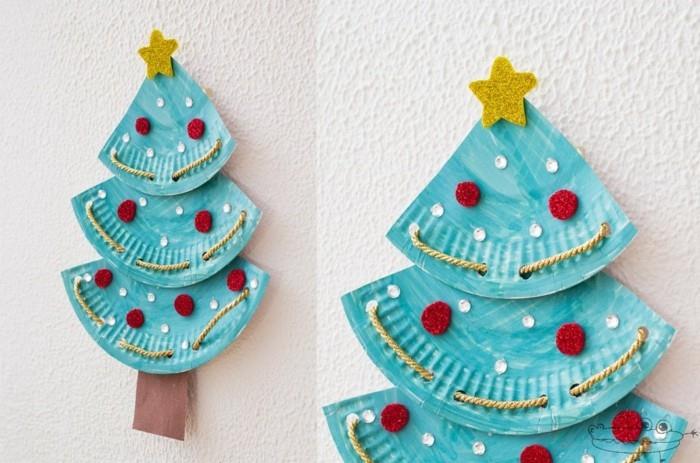 χριστουγεννιάτικο δέντρο με χαρτί πιάτων για μικρά παιδιά