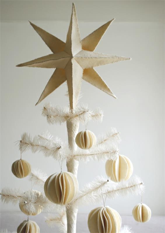 Χριστουγεννιάτικο δέντρο από ύφασμα από βρώμικες άσπρες μπάλες
