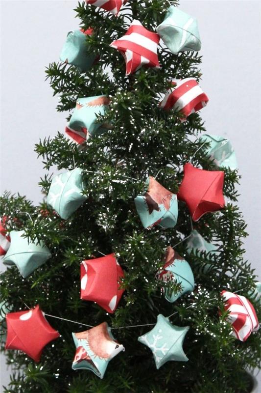 Χριστουγεννιάτικο δέντρο-διακοσμήσεις-κάνε-μόνος-γιρλάντα-σε χρώμα origami