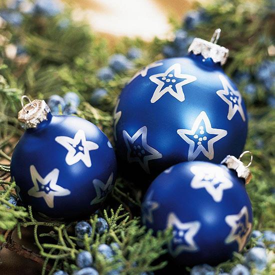 χριστουγεννιάτικα διακοσμητικά μπάλες μπλε μπλε με αστέρια
