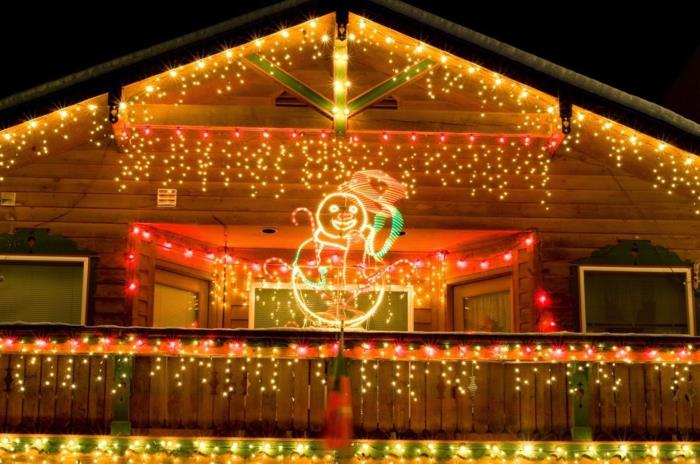 χριστουγεννιάτικη διακόσμηση για εξωτερική πρόσοψη σπιτιού νεράιδα φώτα χιονάνθρωπος