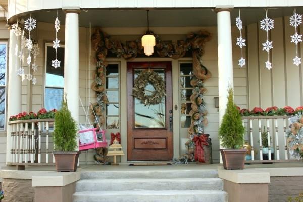 χριστουγεννιάτικη διακόσμηση είσοδος σπιτιού διακοσμούν κρεμαστή διακόσμηση νιφάδα χιονιού εορταστική διάθεση